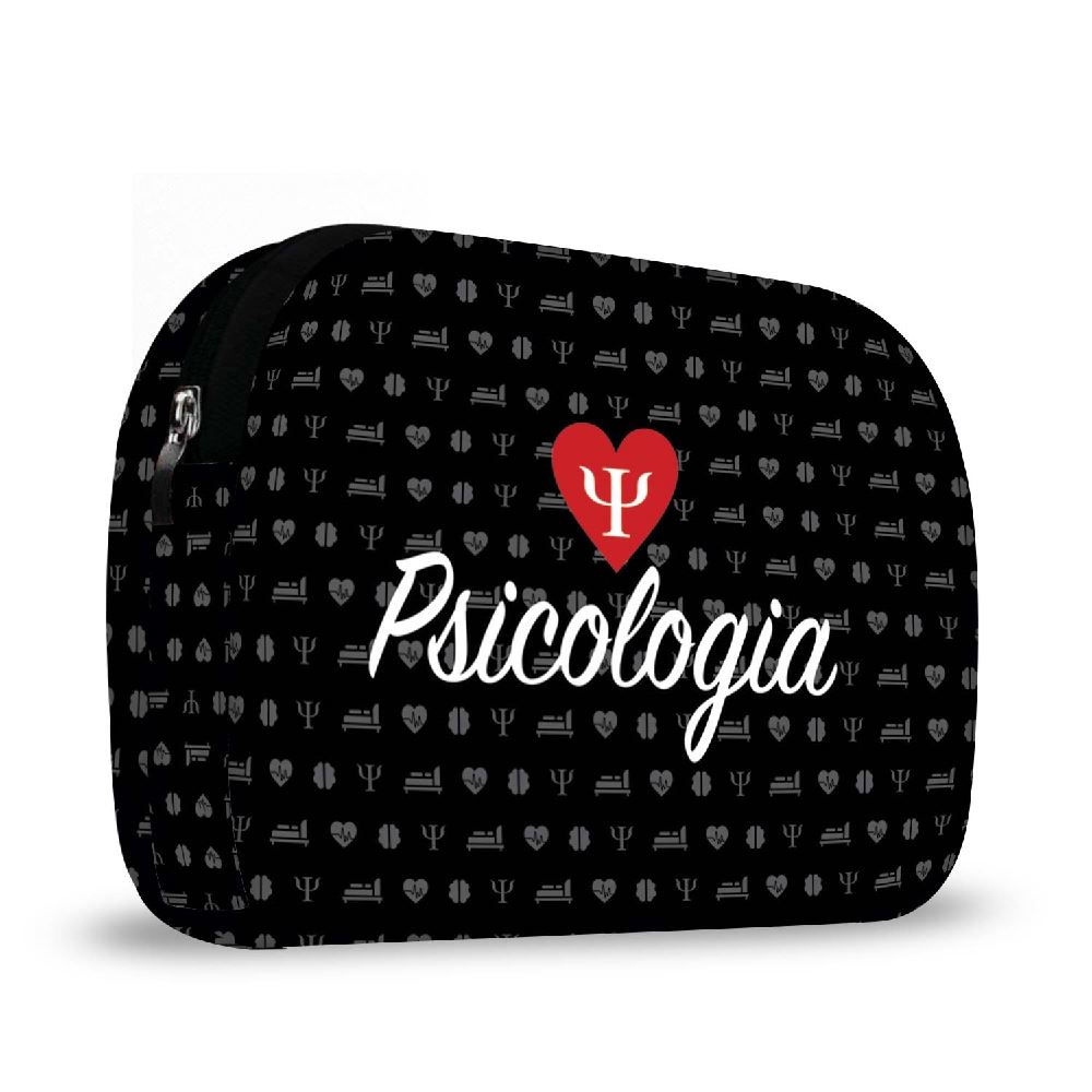 Necessaire em Neoprene Coleção Profissões ISOPRENE Psicologia  Corações Preto - Main Image